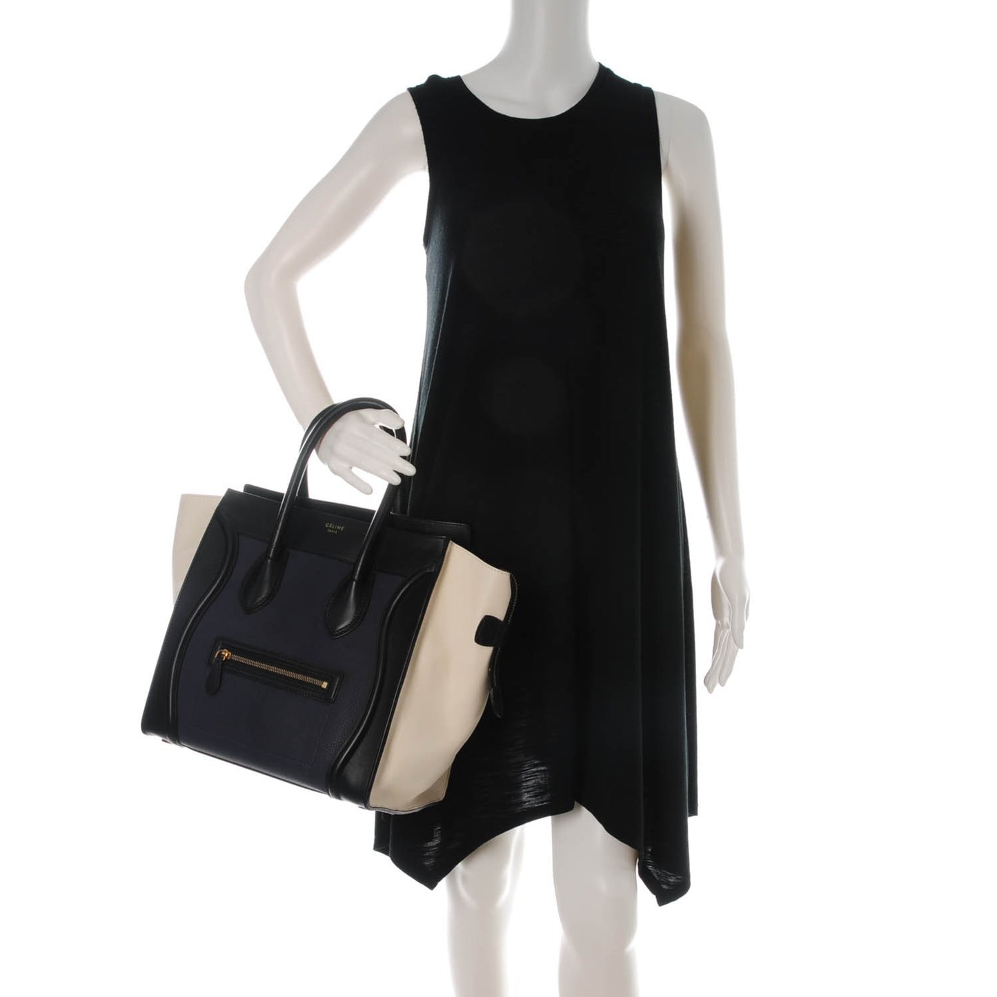 Velluto Calfskin Mini Tri-Color Luggage Navy