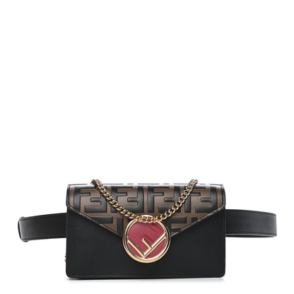 Fendi Vitello Cruise F is Fendi Bi-Color FF 1974 Embossed Envelope Belt Bag Maya Black 1 of 8