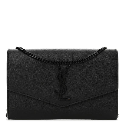 Saint Laurent Grain de Poudre Uptown Chain Wallet Black 1 of 17