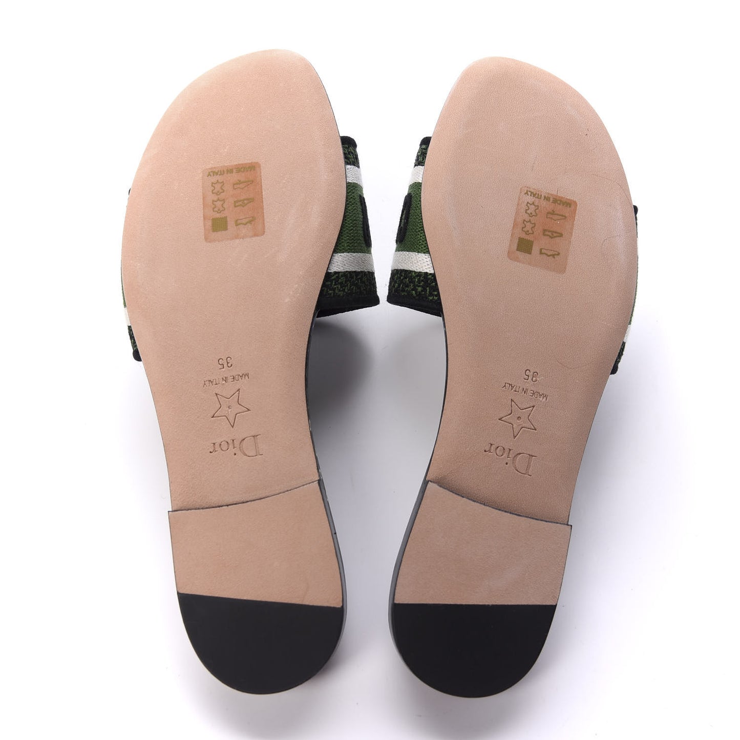 Canvas Embroidered Animals Dway Mules Slide Sandals 35 Green