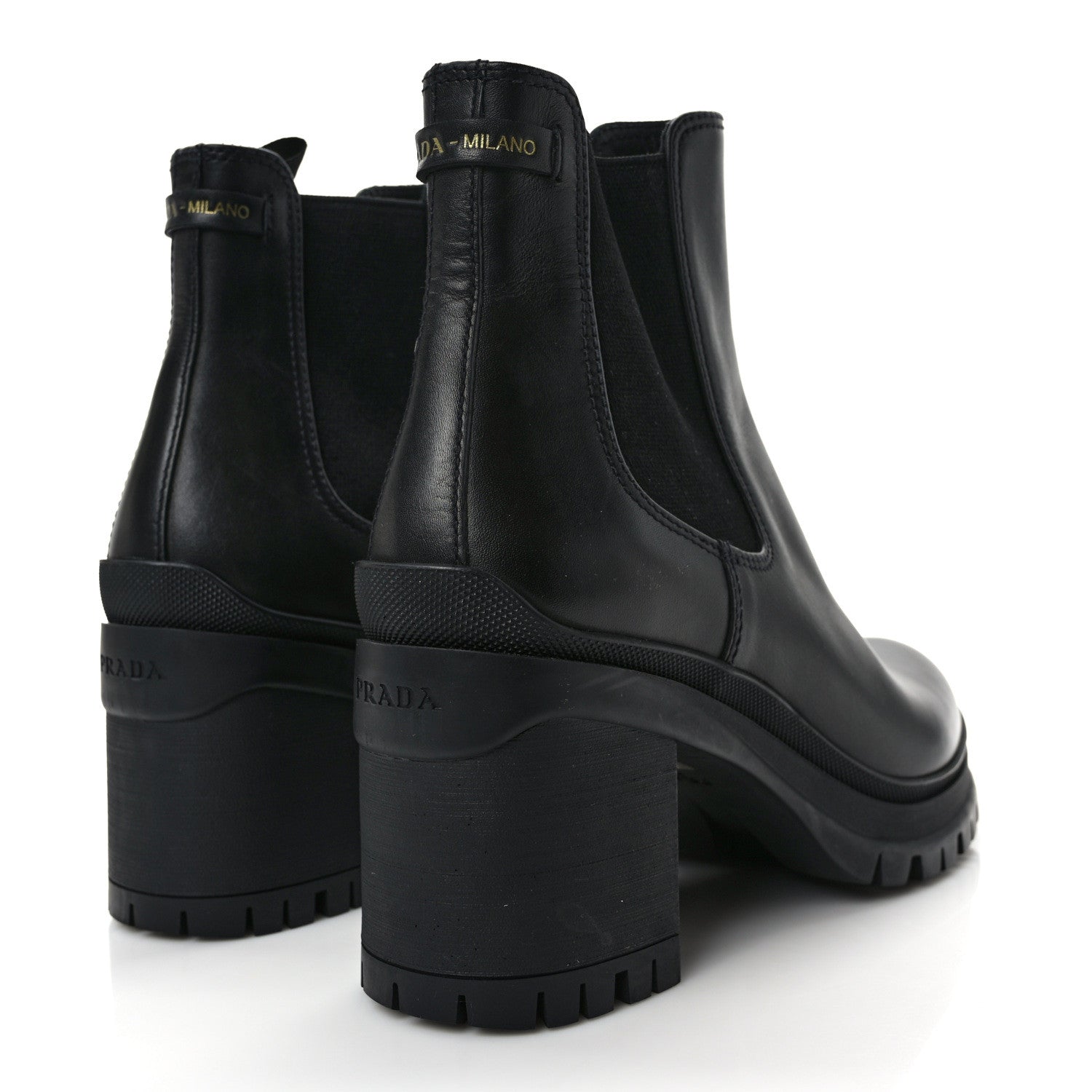 Prada Vitello Montana Lug Sole Chelsea 55mm Boots 39 Black 4 of 8