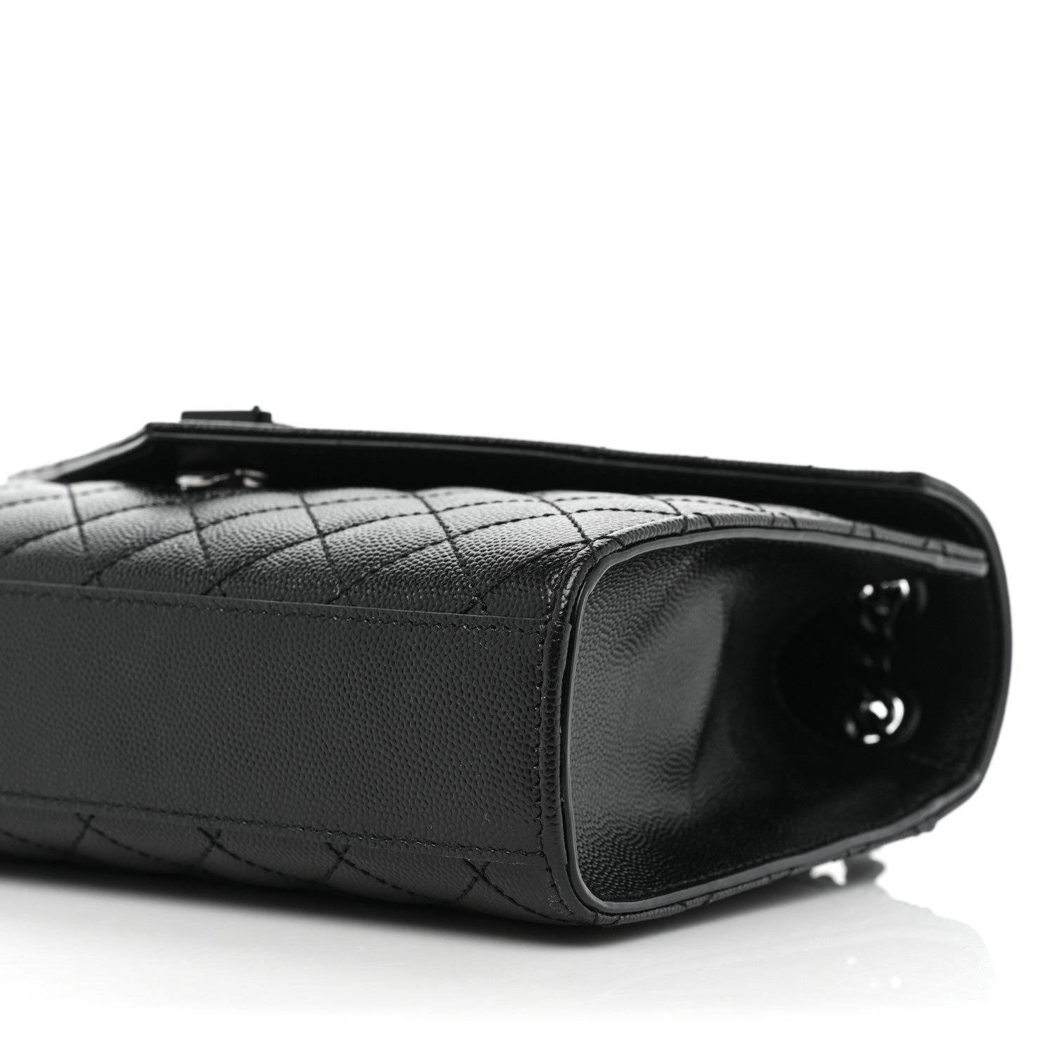 Saint Laurent Grain De Poudre Textured Mixed Matelasse Triquilt Medium Monogram Satchel Black 8 of 11