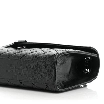 Saint Laurent Grain De Poudre Textured Mixed Matelasse Triquilt Medium Monogram Satchel Black 8 of 11