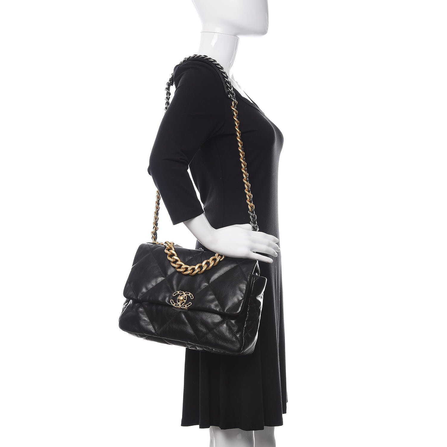 Chanel Goatskin Quilted Large 19 Flap Black 2 of 10