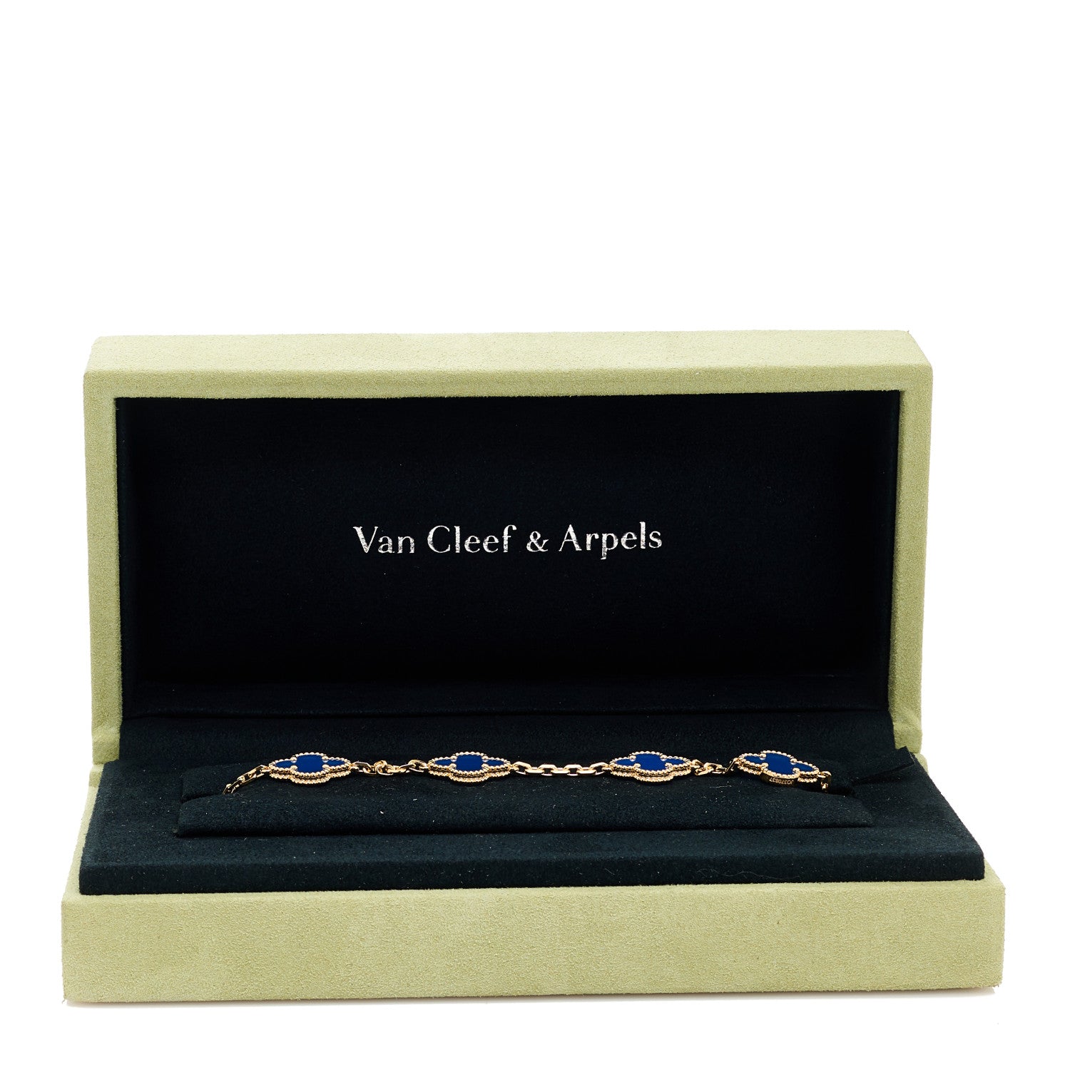 Van Cleef & Arpels 18K Yellow Gold Blue Agate 5 Motifs Vintage Alhambra Bracelet 5 of 5