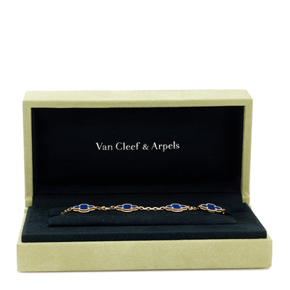 Van Cleef & Arpels 18K Yellow Gold Blue Agate 5 Motifs Vintage Alhambra Bracelet 5 of 5