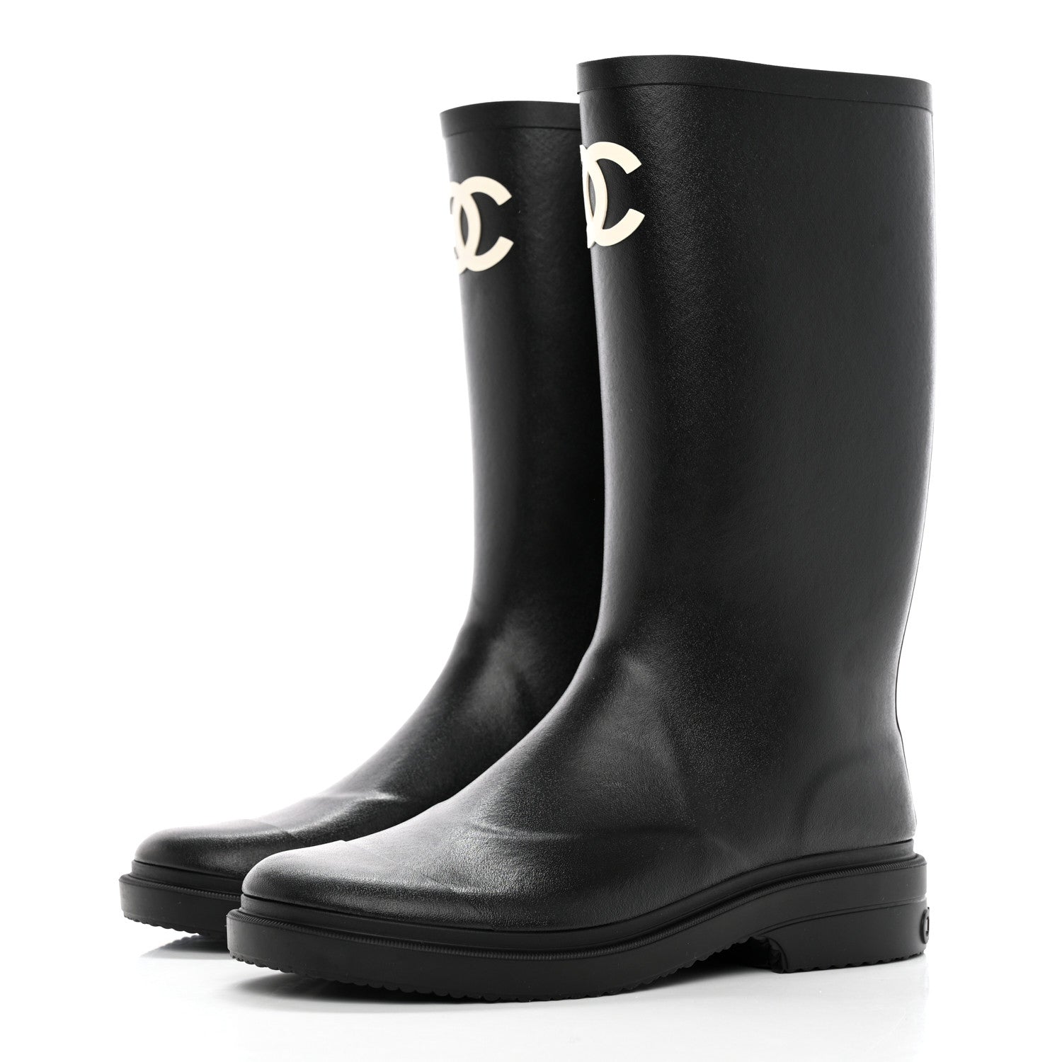 Chanel Caoutchouk CC High Boots 40 Black 3 of 15
