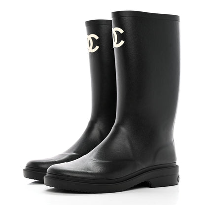 Chanel Caoutchouk CC High Boots 40 Black 3 of 15