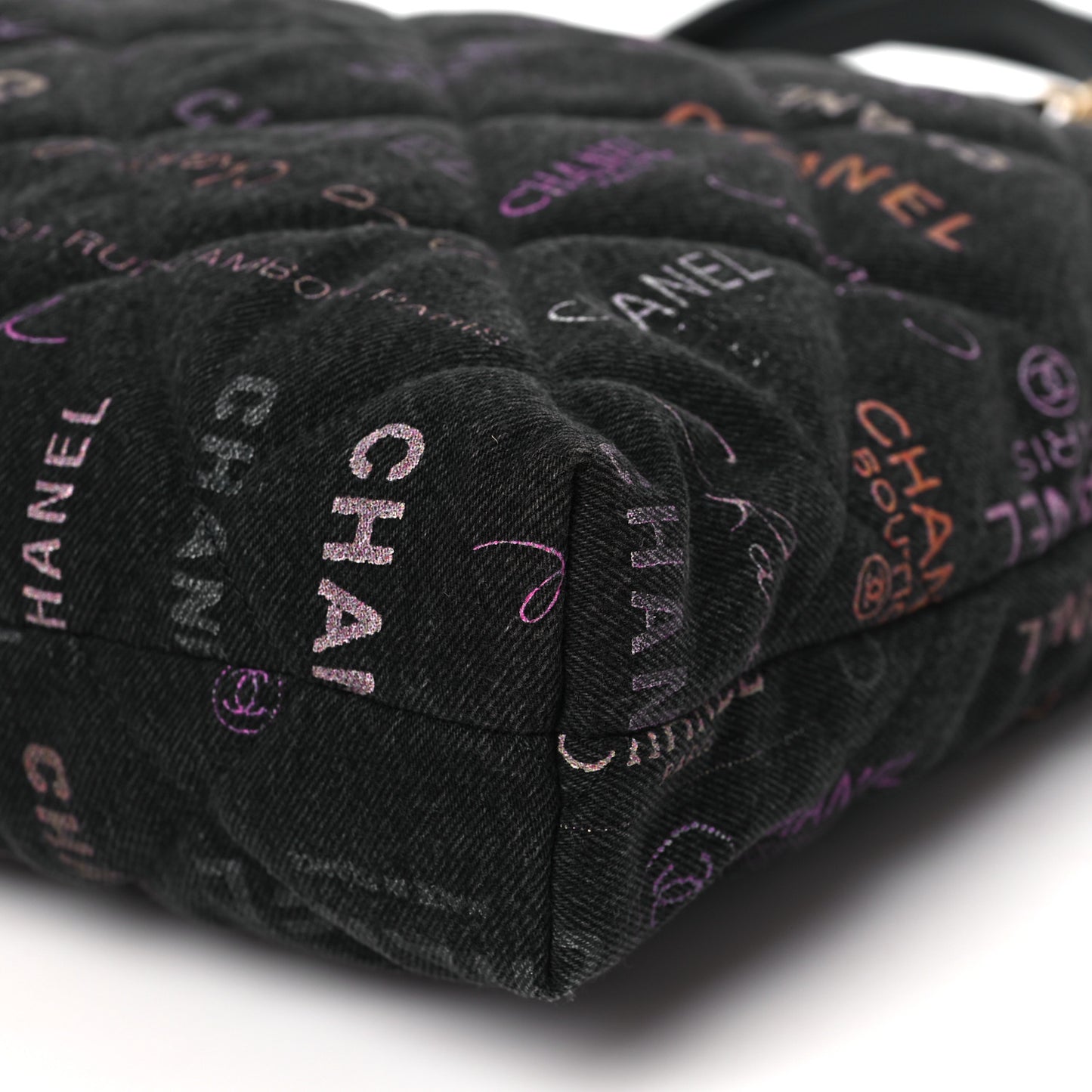 Denim Quilted Denim Mood Maxi Shopping Bag Black Multicolor