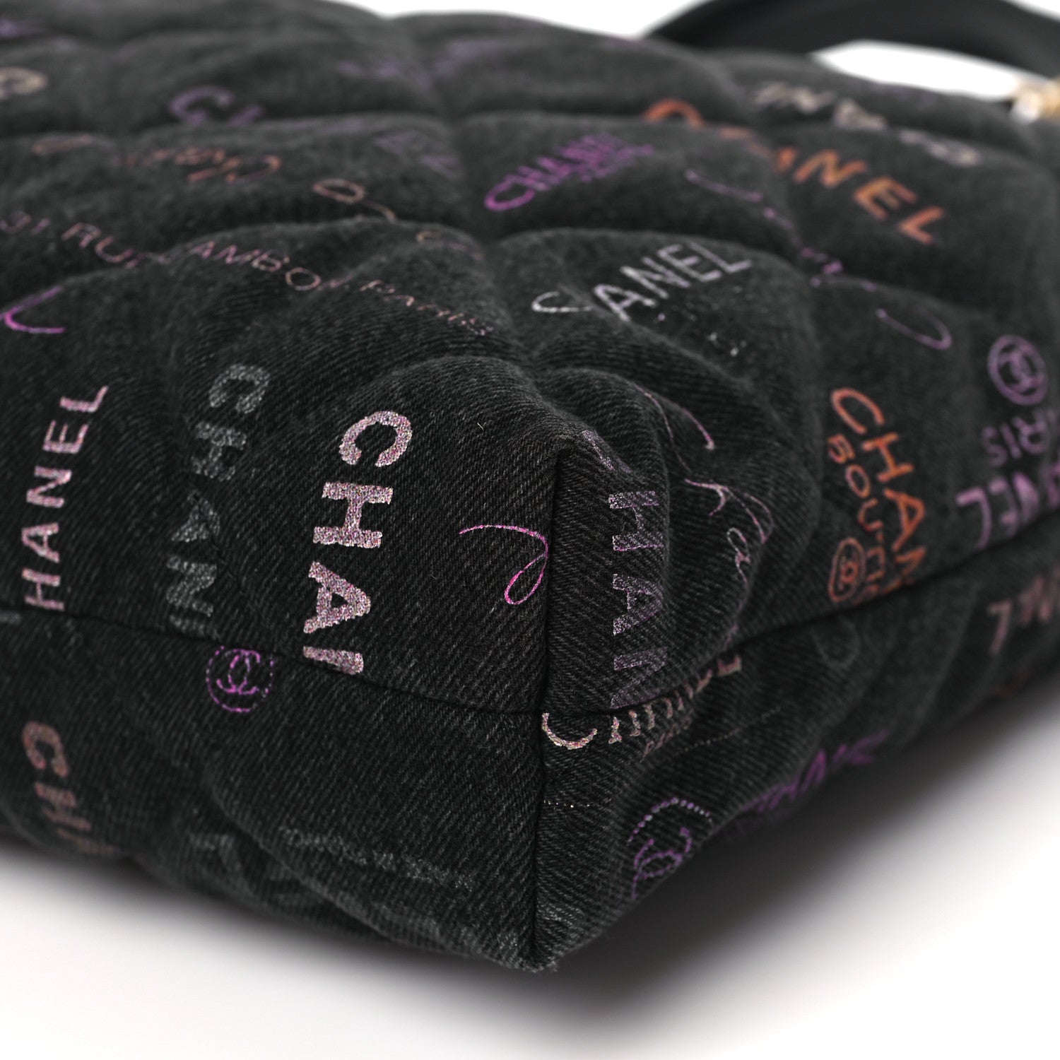 Chanel Denim Quilted Denim Mood Maxi Shopping Bag Black Multicolor 9 of 9