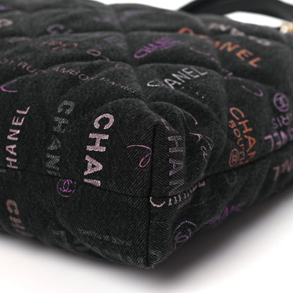 Chanel Denim Quilted Denim Mood Maxi Shopping Bag Black Multicolor 9 of 9