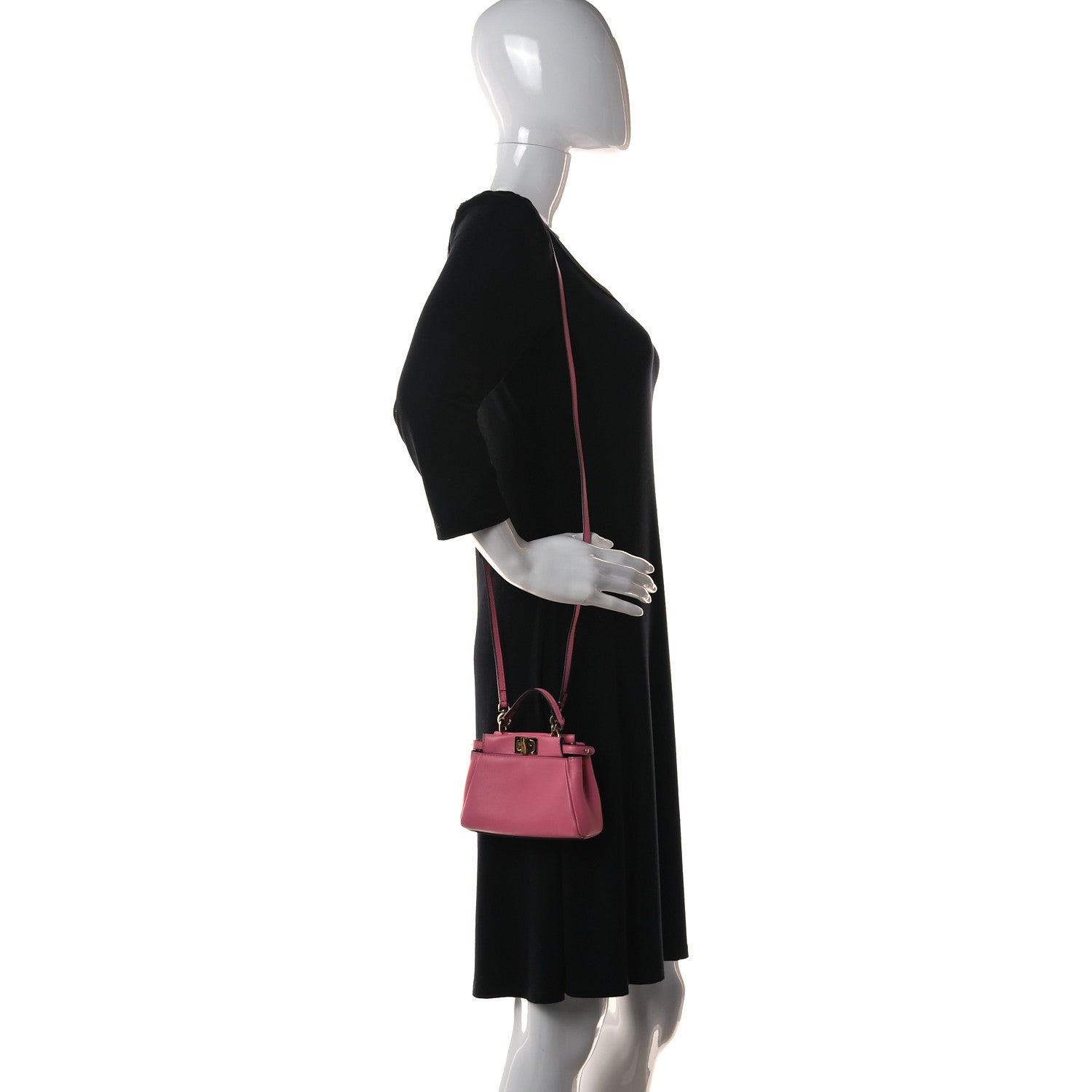 Fendi Shiny Nappa Micro Peekaboo Iconic Satchel Rosa Fluo 2 of 16