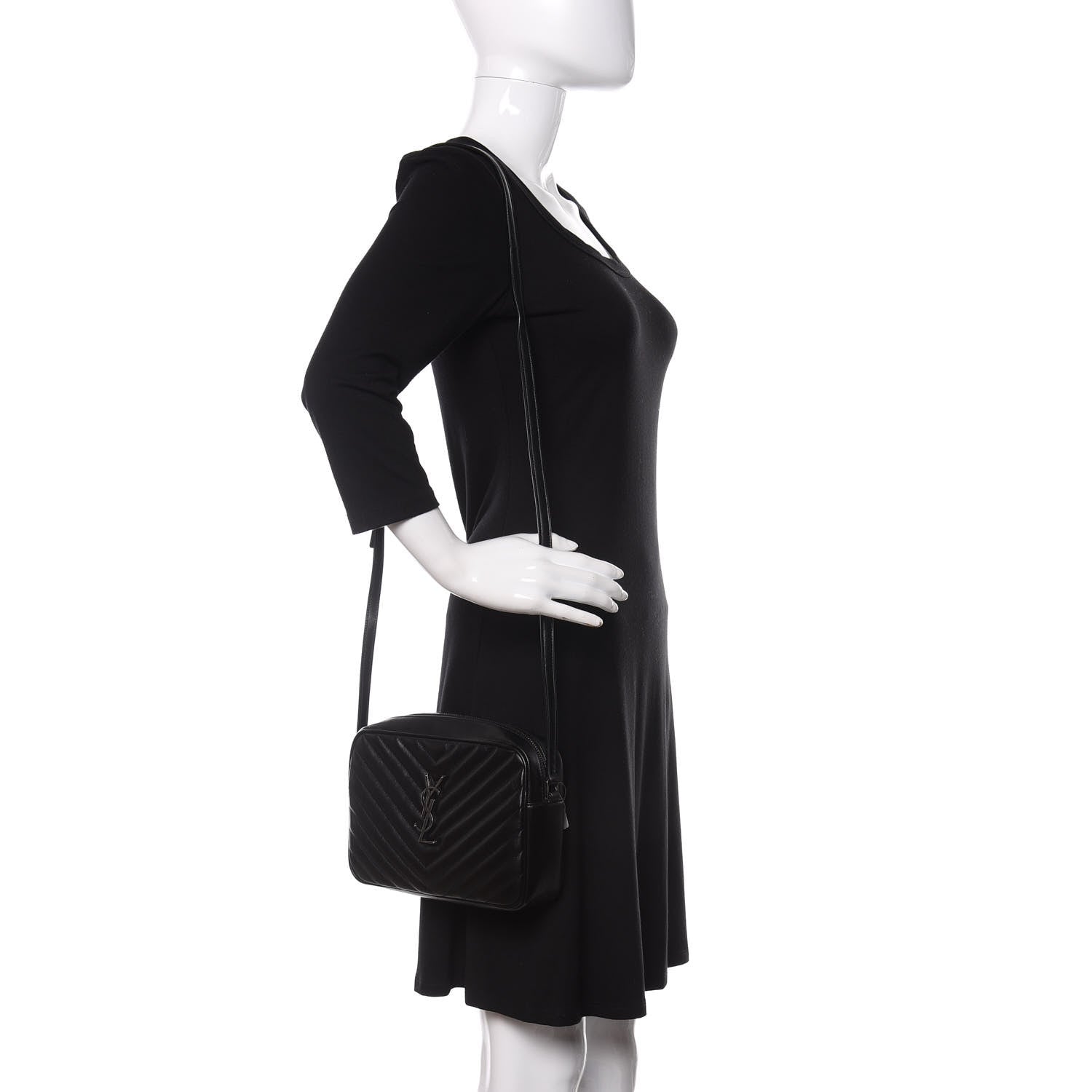 Saint Laurent Calfskin Matelasse Monogram Lou Camera Bag Black 2 of 12