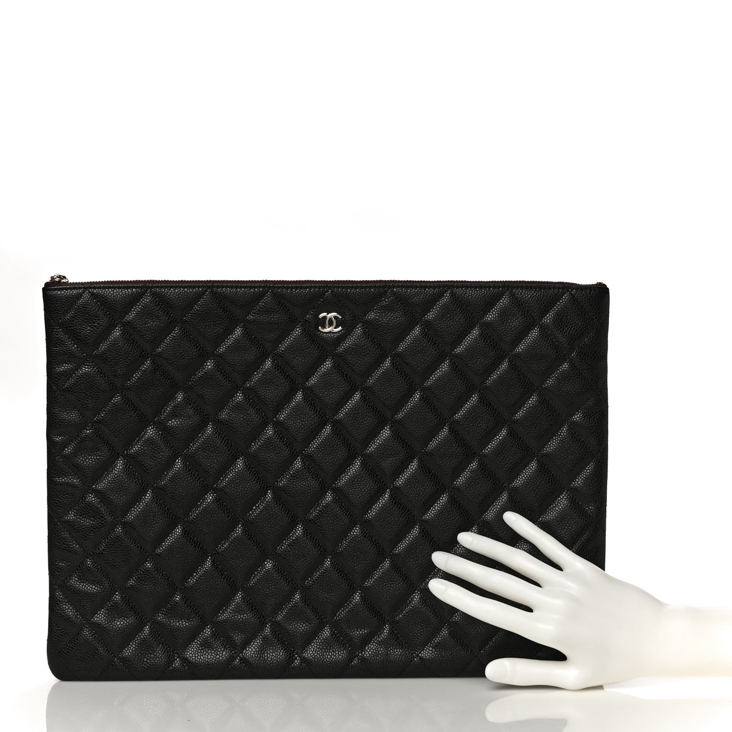 Caviar Quilted Large Cosmetic Case Black
