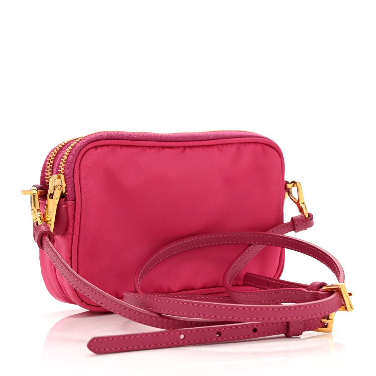 Tessuto Nylon Saffiano Mini Camera Crossbody Fuxia