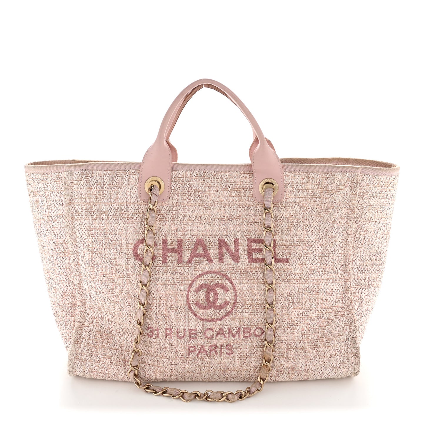 Straw Lurex Large Deauville Tote Pink