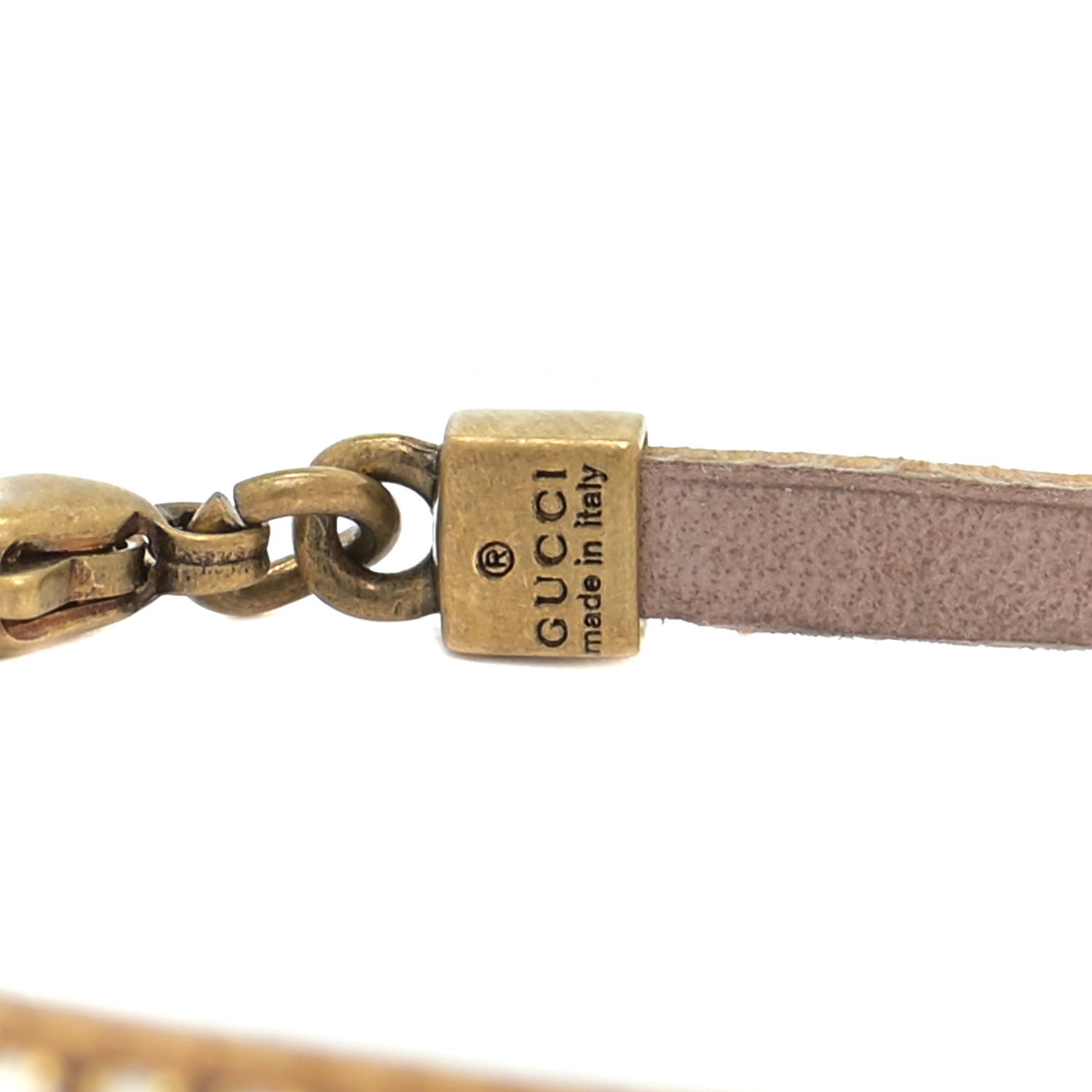 Gucci Metal Crystal Double G Bracelet Aged Gold 5 of 5