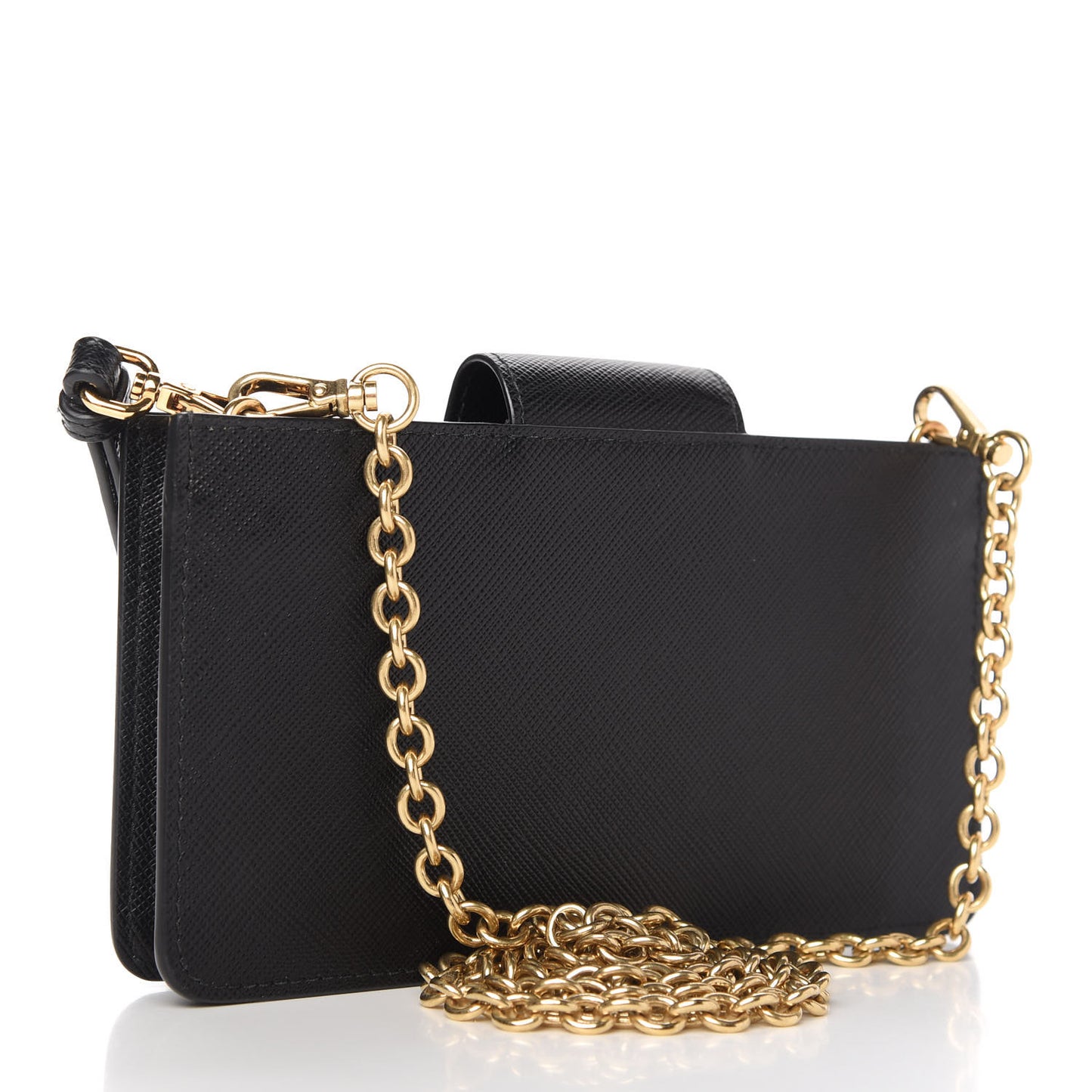 Saffiano Metal Mini Chain Wallet Black