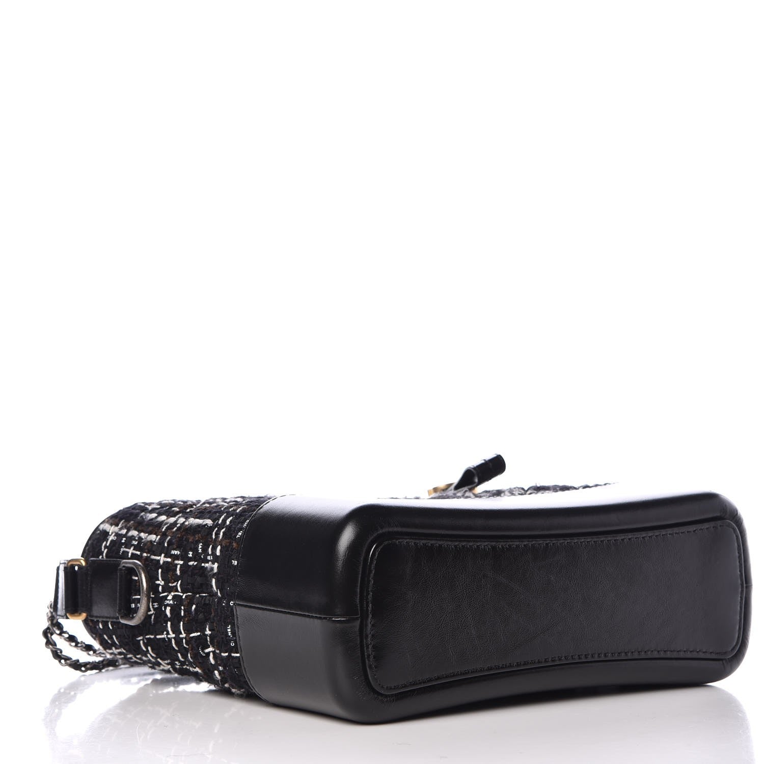 Chanel Tweed Calfskin Quilted Medium Gabrielle Hobo Black White 5 of 8