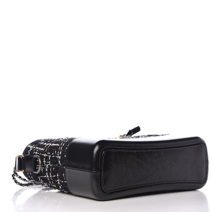 Chanel Tweed Calfskin Quilted Medium Gabrielle Hobo Black White 5 of 8