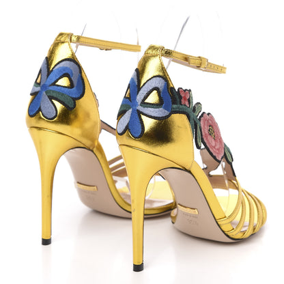 Gucci Metallic Nappa Ophelia High Heel Sandals 36.5 Gold 4 of 8