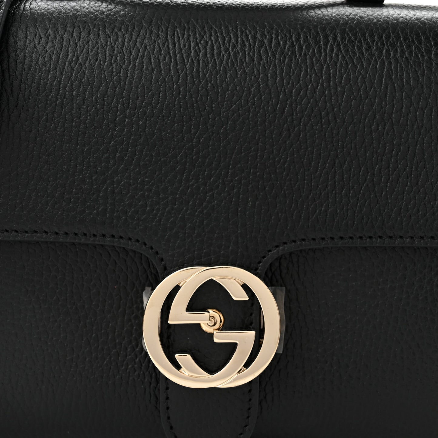 Dollar Calfskin Interlocking G Top Handle Shoulder Bag Black