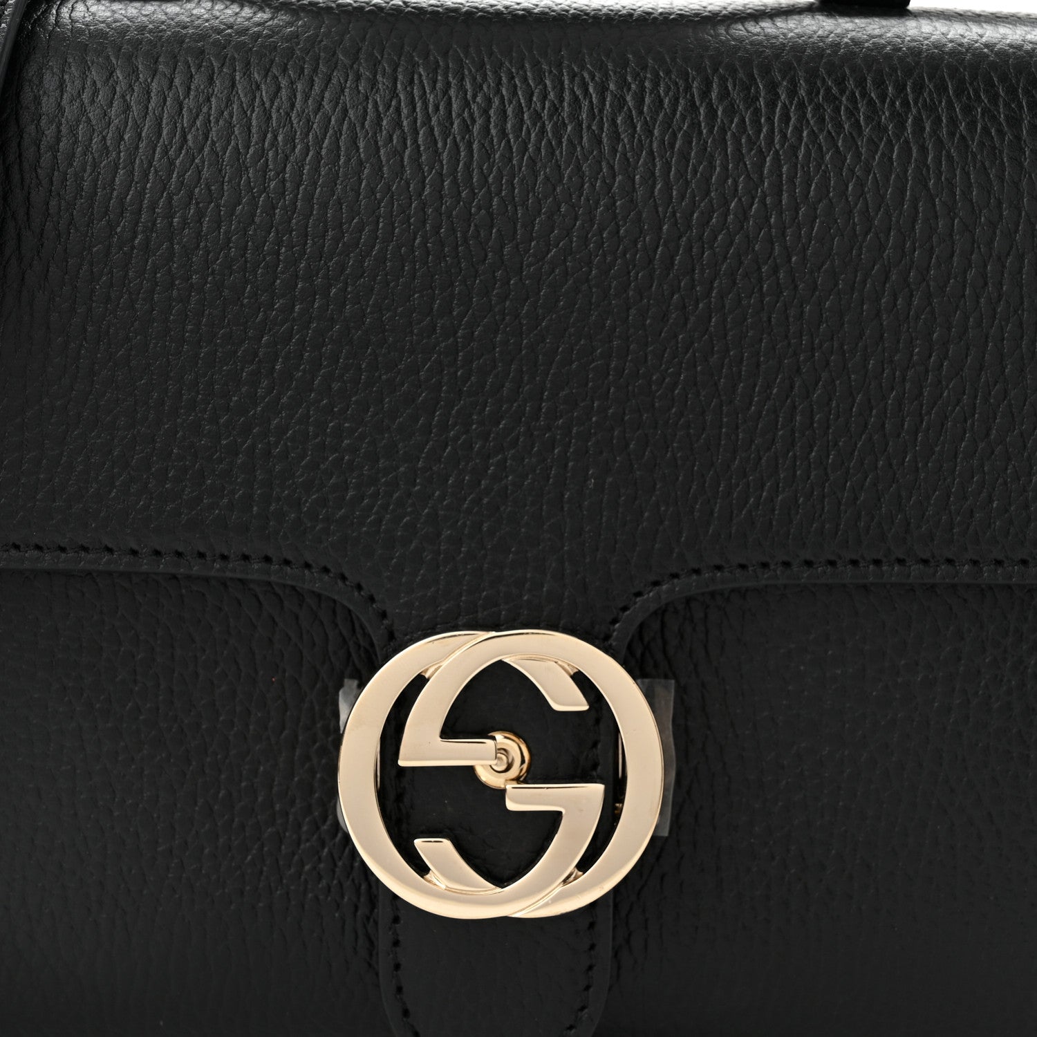 Gucci Dollar Calfskin Interlocking G Top Handle Shoulder Bag Black 8 of 10
