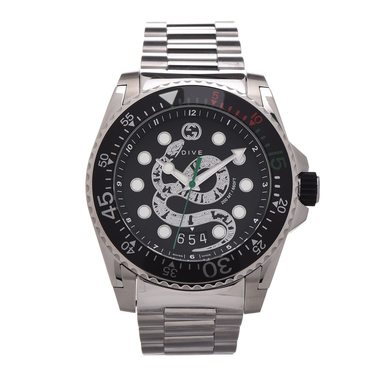 Stainless Steel 45mm Dive Snake Quartz Watch Black