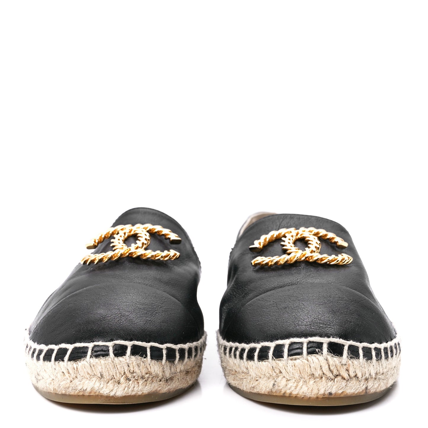 Calfskin Chain CC Espadrilles 39 Black