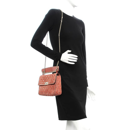 Valentino Garavani Suede Medium Rockstud Spike Shoulder Bag Antico Rosa 2 of 8