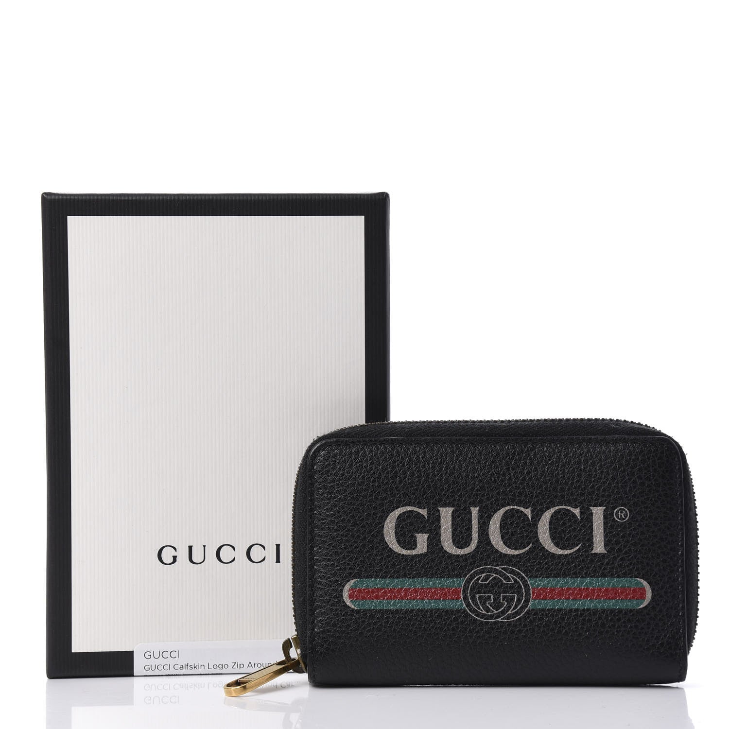Gucci Calfskin Logo Zip Around Card Case Black 8 of 8