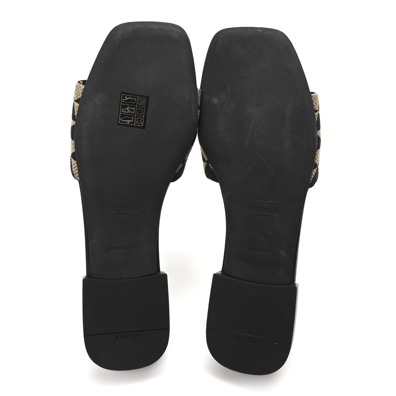 Prada Jacquard Trianglolo Symbole Embroidered Triangle 10mm Slide Sandals 40 Black Corda 6 of 8