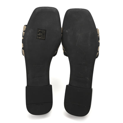 Prada Jacquard Trianglolo Symbole Embroidered Triangle 10mm Slide Sandals 40 Black Corda 6 of 8