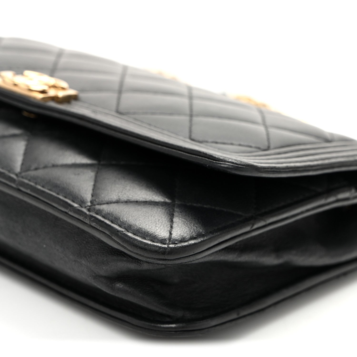 Chanel Lambskin Quilted Boy Wallet On Chain WOC Black 11 of 11
