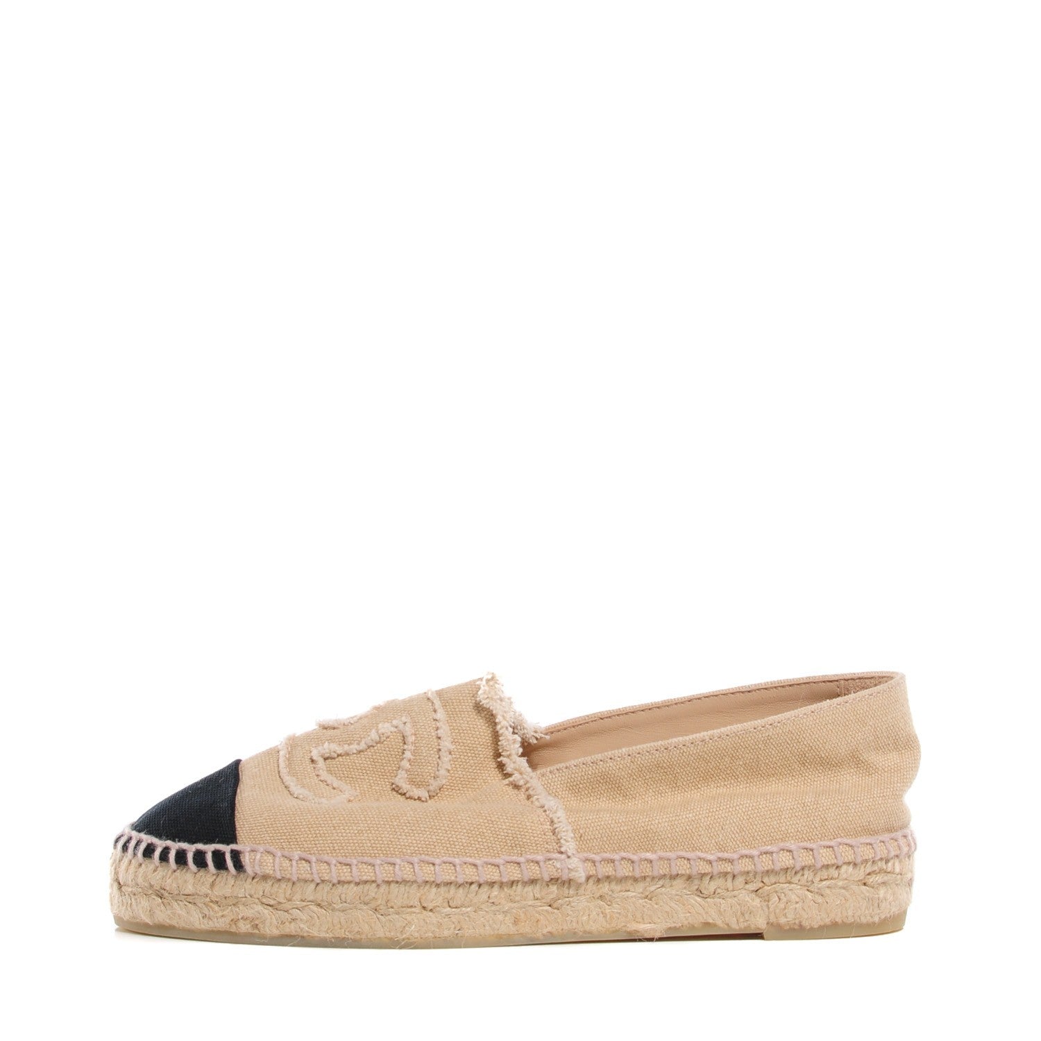 Chanel Toile CC Espadrilles 36 Beige Black 1 of 7