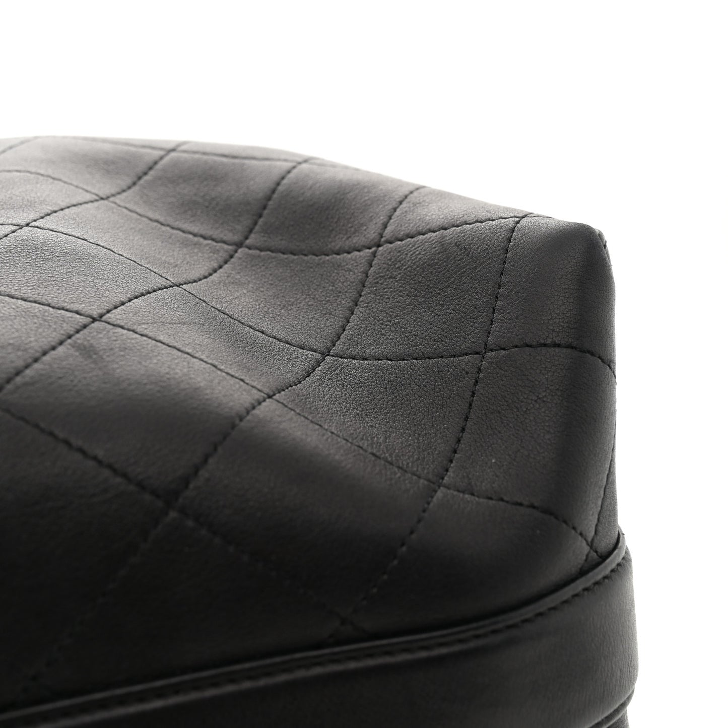 Calfskin Quilted Small On My Shoulder Drawstring Bag Black