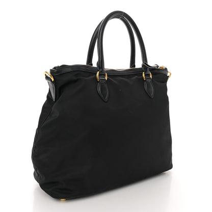 Prada Tessuto Nylon Soft Calfskin Tote Black 3 of 13