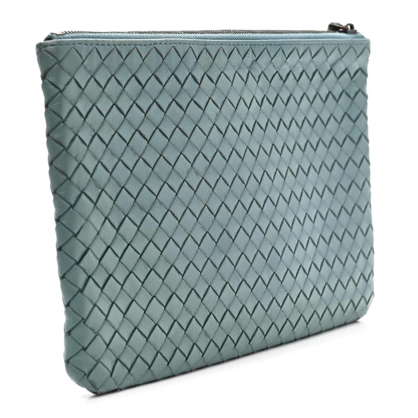 Nappa Intrecciato Zip Pouch Blue