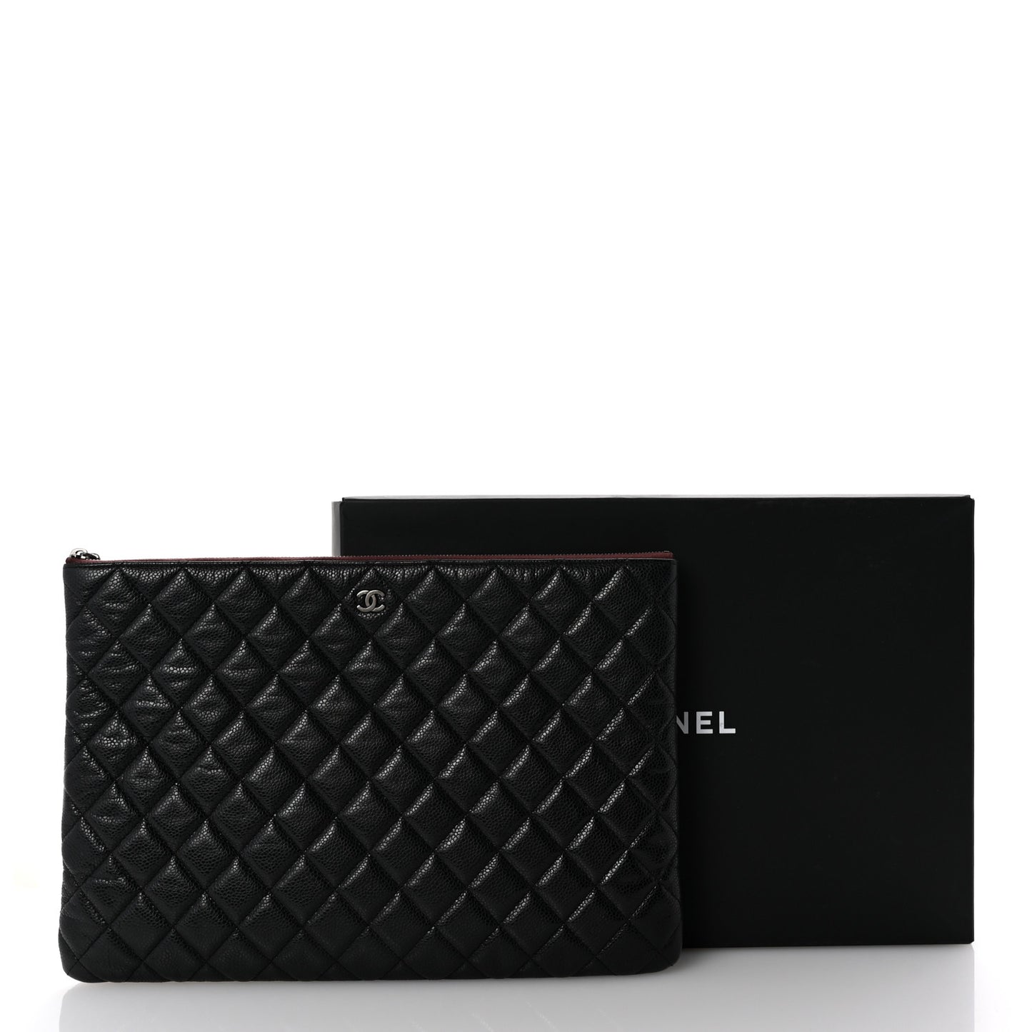 Caviar Quilted Large Cosmetic Case Black