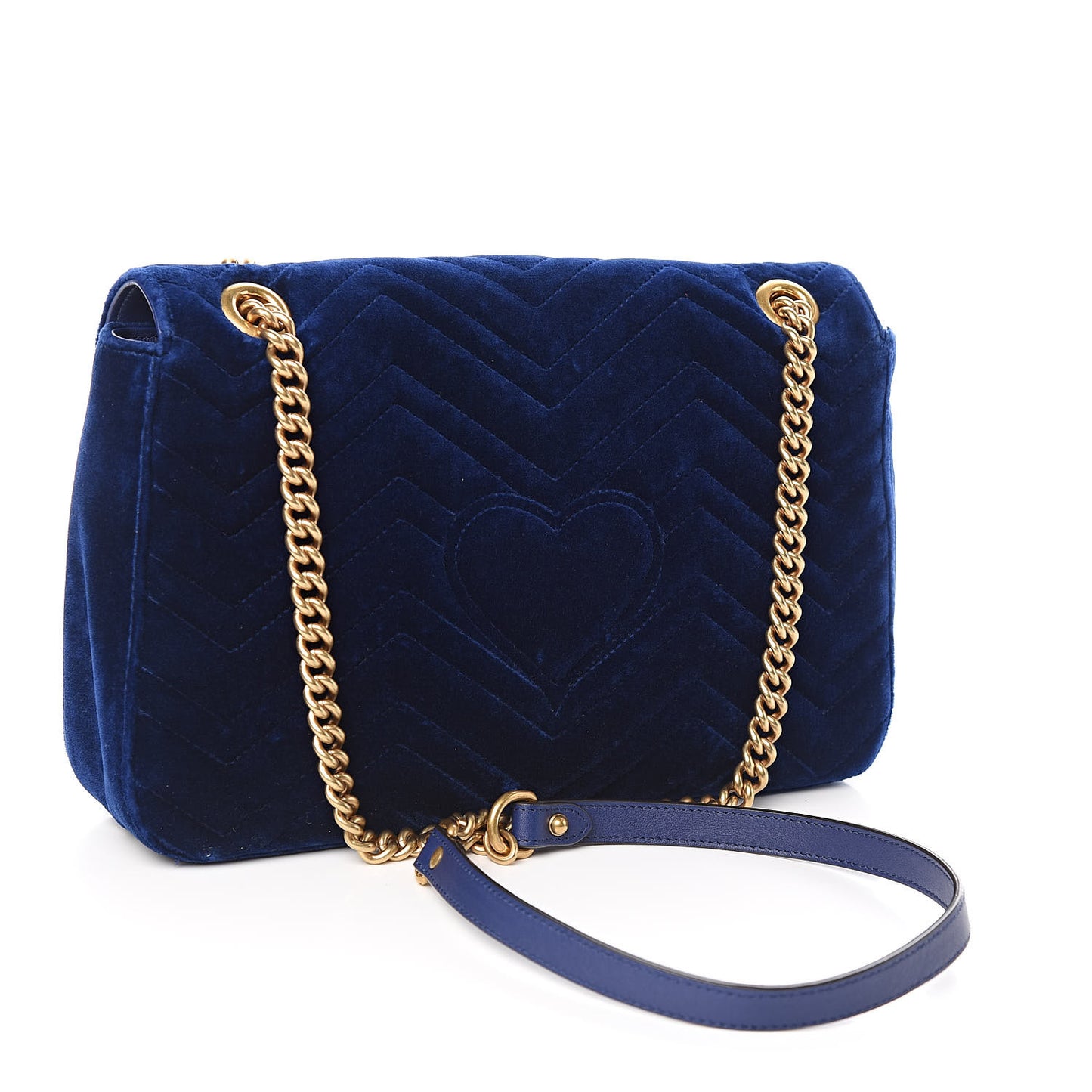 Velvet Matelasse Medium GG Marmont Shoulder Bag Cobalt Blue