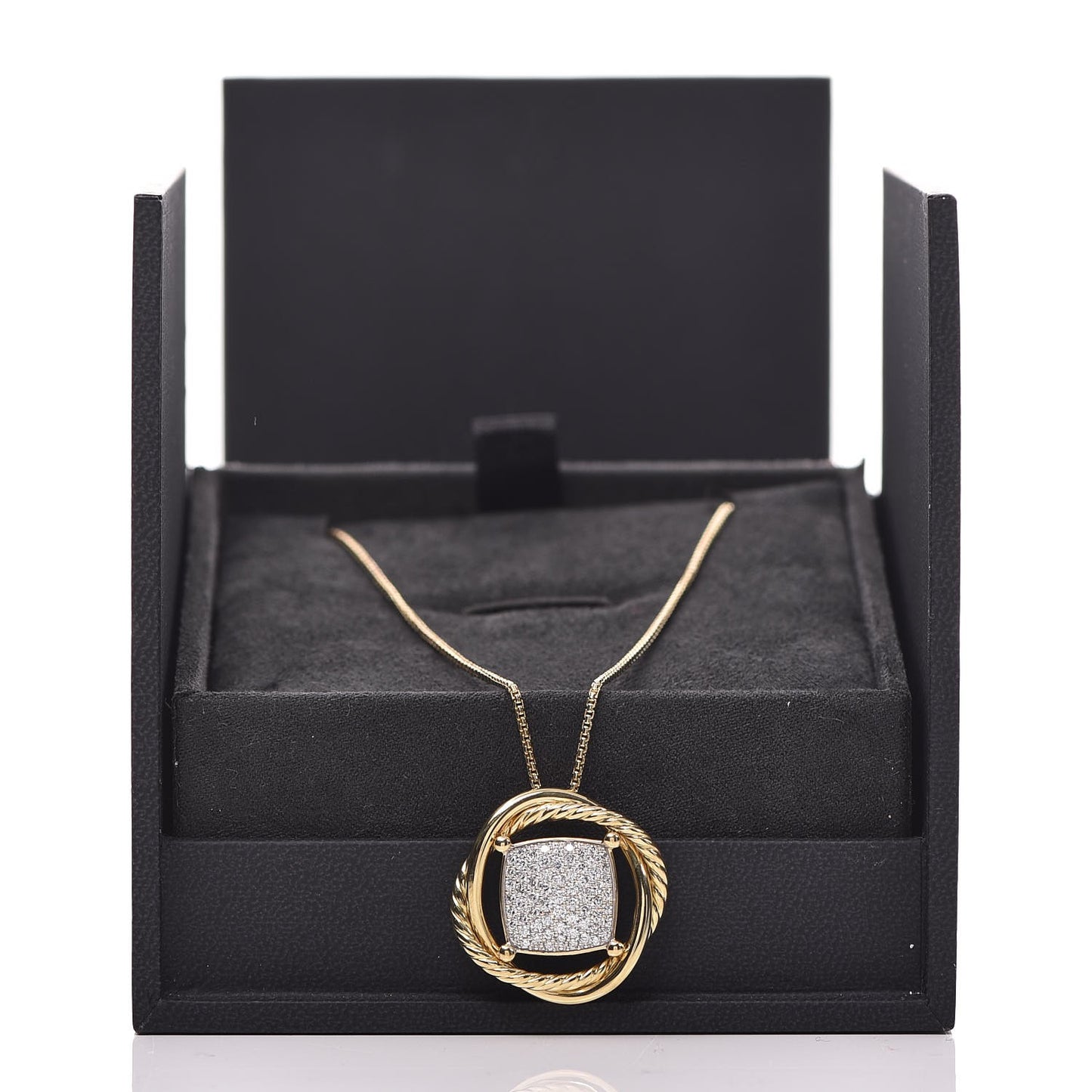 18K Yellow Gold Diamond 20mm Infinity Pendant Necklace
