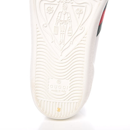 Gucci Calfskin Ayers Bee Embroidered Womens Ace Sneakers 36 White Green 7 of 9