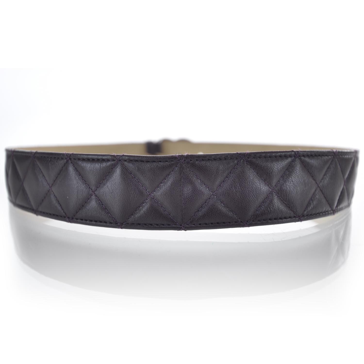 Chanel Lambskin Quilted CC Belt 90 36 Plum 2 of 7