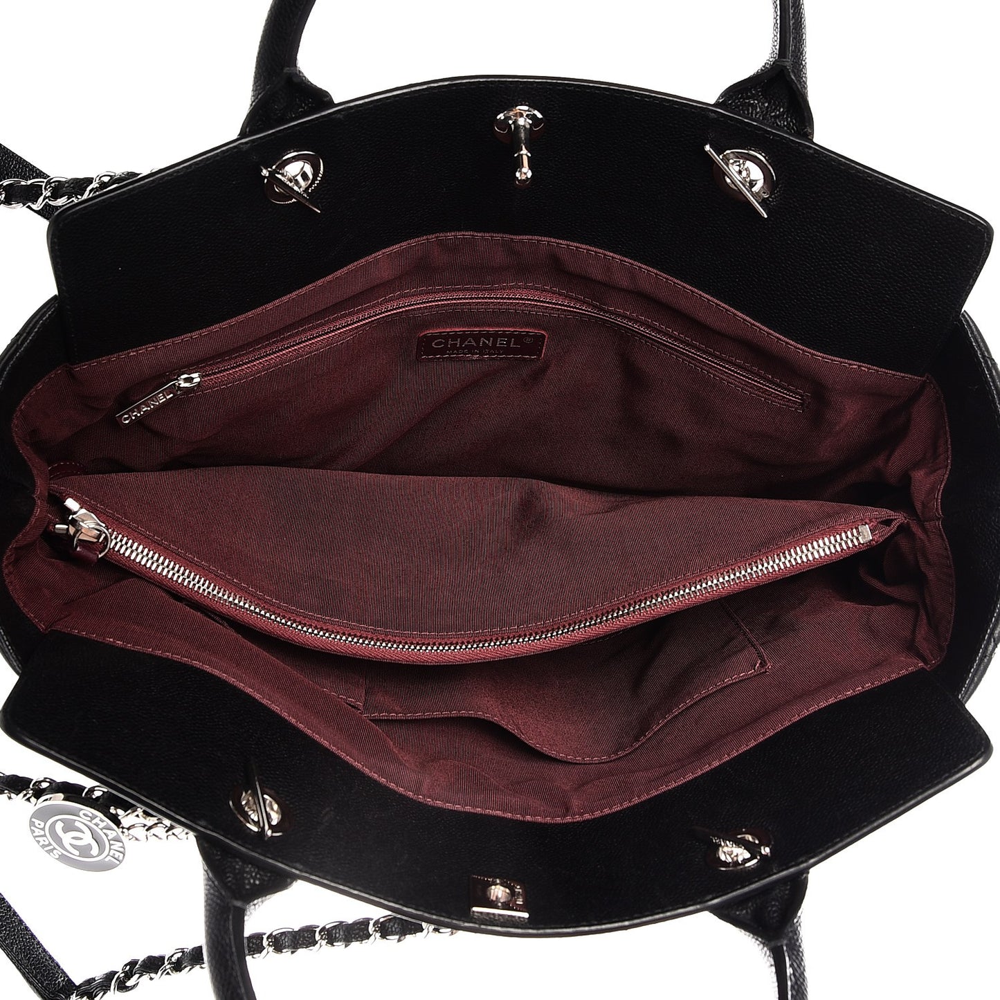 Lambskin Caviar Quilted Bi Coco Large Shopper Tote Black