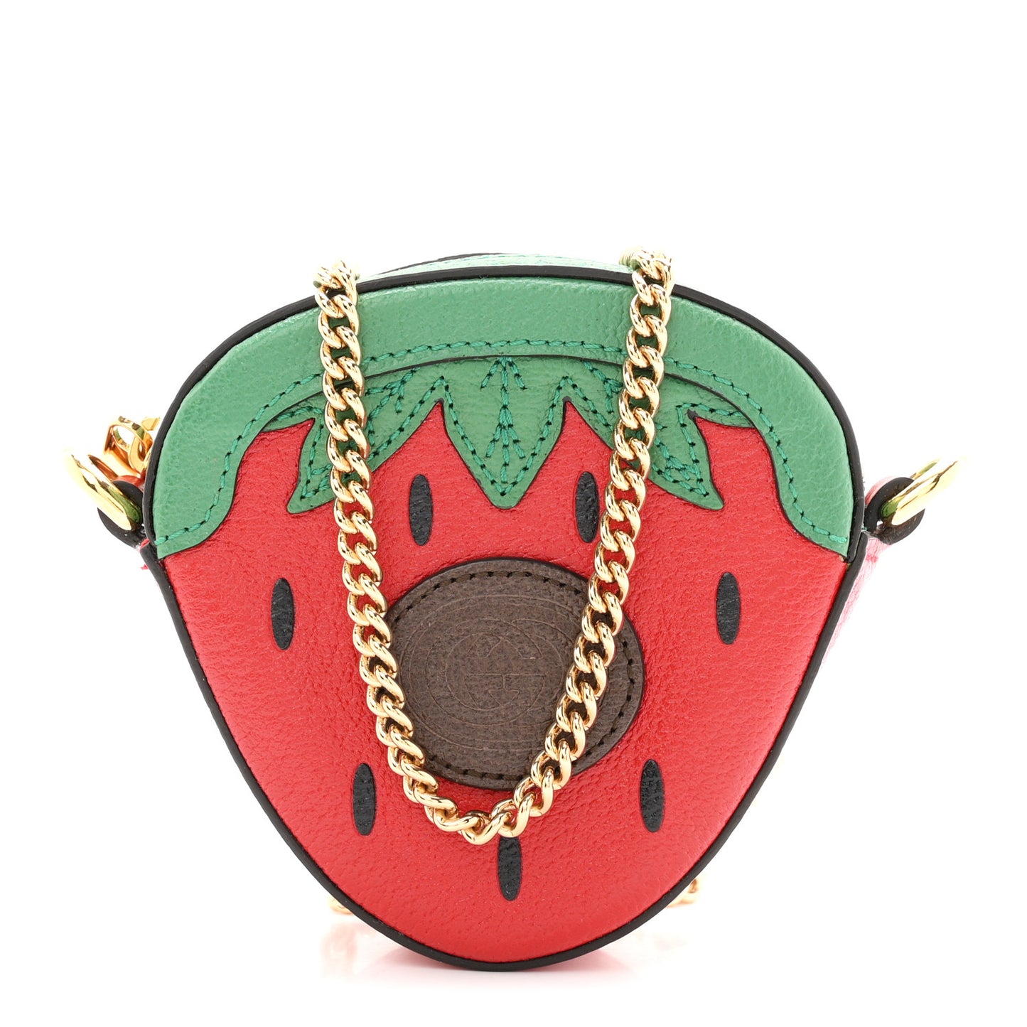 Textured Dollar Calfskin Retro Interlocking G Fruttini Strawberry Mini Crossbody Lobster Red Black New Acero