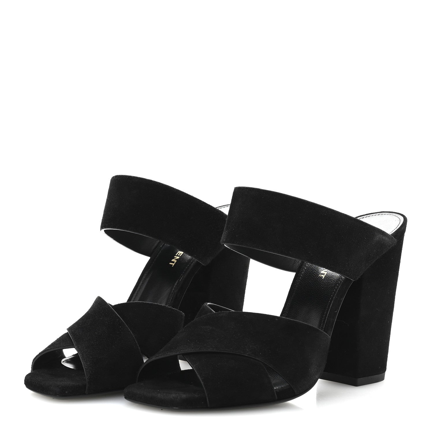 Saint Laurent Suede Oak 100 Mule Sandals 37 Black 4 of 9