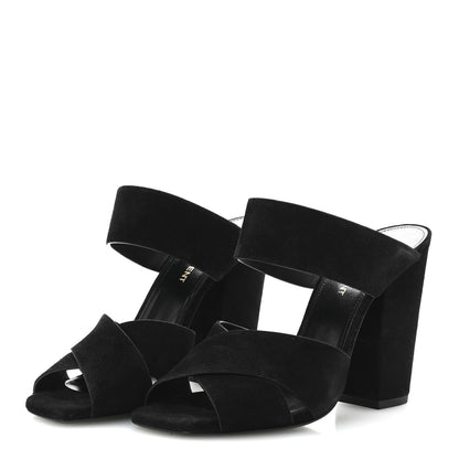 Saint Laurent Suede Oak 100 Mule Sandals 37 Black 4 of 9