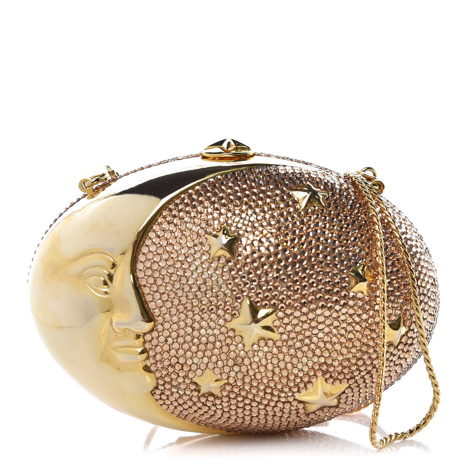 Judith Leiber Crystal Moon and Stars Minaudiere Clutch Gold 1 of 9