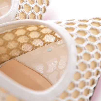 Christian Louboutin Fishnet Mesh Patent Guni 100 Spiked Pumps 39.5 Beige White Ivory 6 of 9