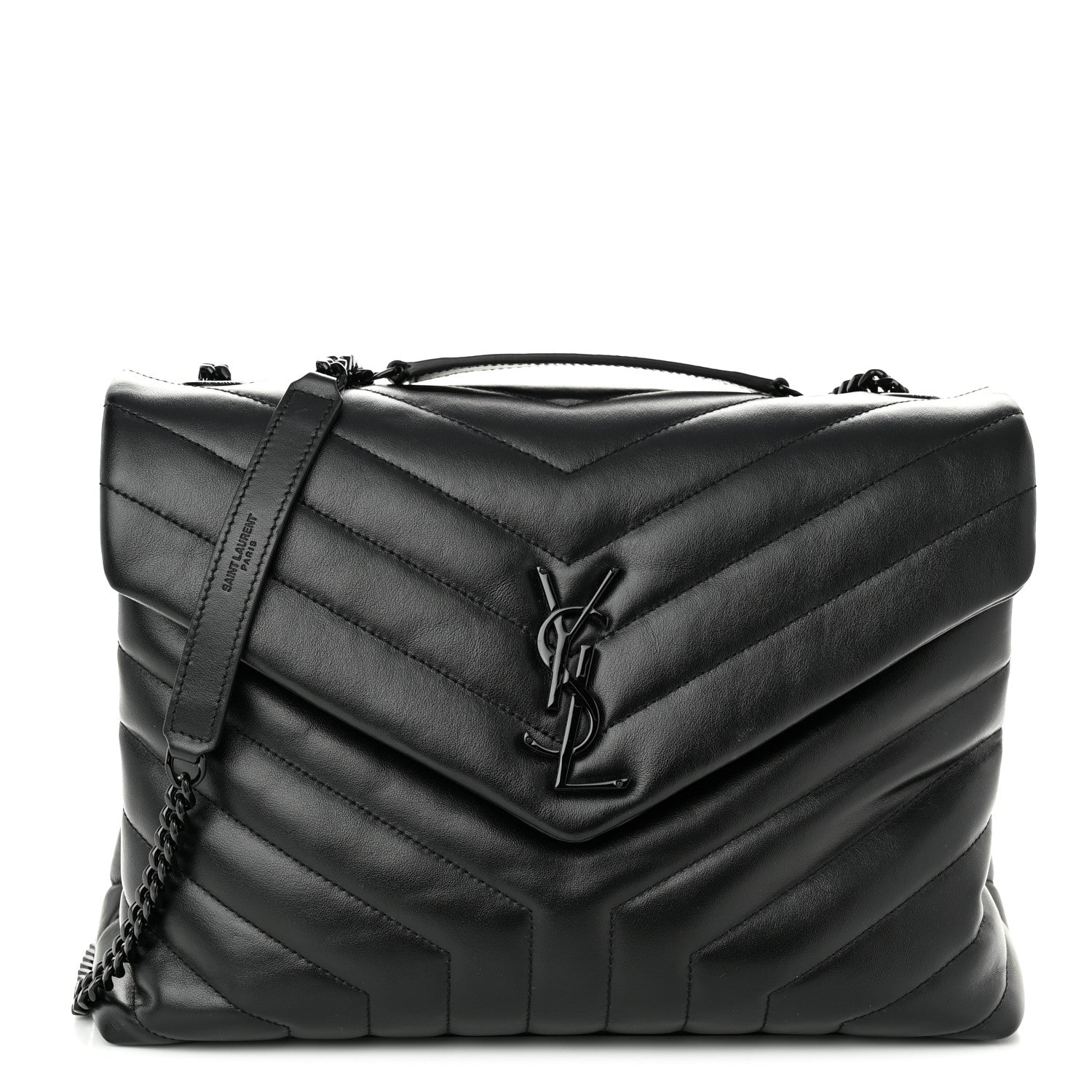 Saint Laurent Calfskin Y Quilted Monogram Monochrome Medium Loulou Chain Satchel Black 1 of 11